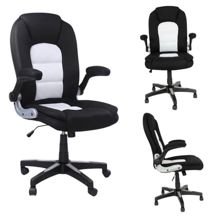 Krzesło obrotowe do biurka L204B-W – siateczkowe, czarno-białe, młodzieżowe