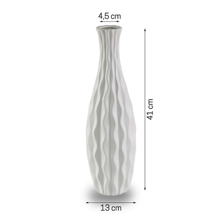Wazon na kwiaty ceramiczny doniczka dekoracyjny do salonu biały M-43