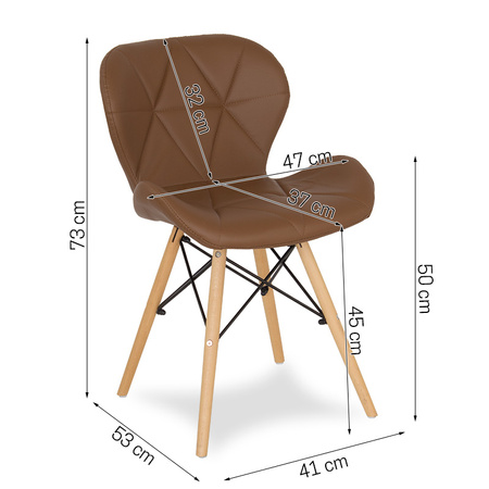 Krzesło na drewnianych nogach tapicerowane z ekoskóry do salonu brązowe 024BR-BW