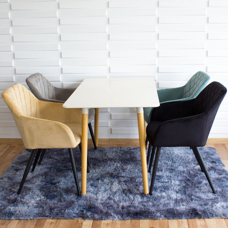 Krzesło tapicerowane welurowe do salonu 089 beżowe, czarne nogi