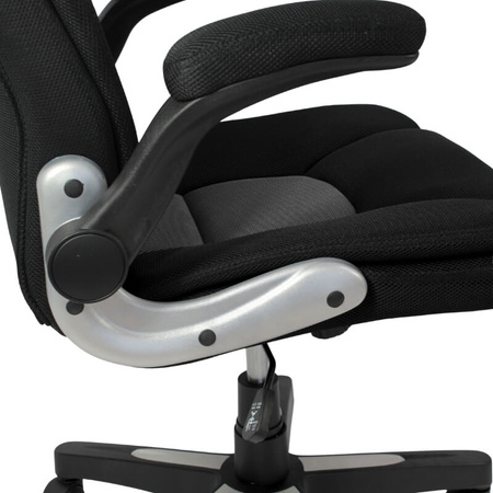 Krzesło biurowe obrotowe HILE L204B-G – ergonomiczne do biurka, czarno-szare siateczkowe z podnoszonymi podłokietnikami