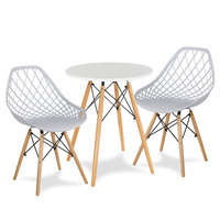 Stół okrągły S350 SEN biały + 2 krzesła YE05 szary zestaw kuchenny skandynawski nowoczesny