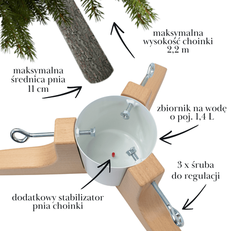 Stojak na choinkę H5108W – metalowy biały stojak z pojemnikiem na wodę do 2,2 m