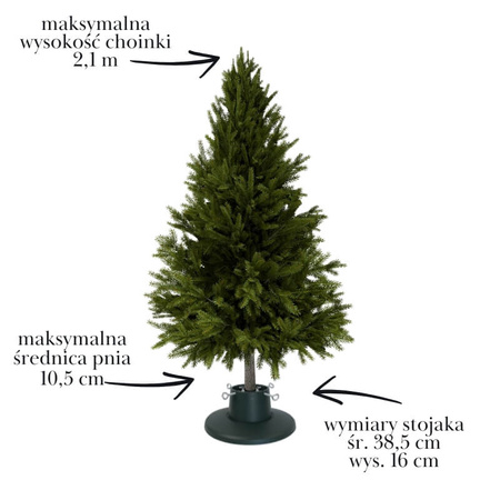 Stojak pod choinkę zielony okrągły – stabilny plastikowy, do 2,2 m, H5116GR