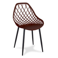 Krzesło ażurowe skandynawskie nowoczesne na metalowych czarnych nogach stylowe brązowe YE-04