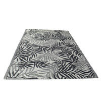 Dywan zewnętrzny na balkon i taras 160x220 cm – duży, czarny z motywem liści, wodoodporny ES-06B