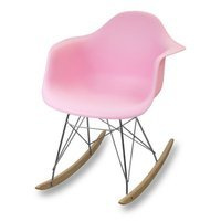 Krzesło na biegunach na metalowo drewnianych płozach fotel bujany do salonu różowe 211 AB
