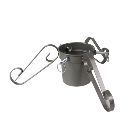 Stojak na choinkę – srebrny metalowy trójnóg z pojemnikiem na wodę, do 2,1 m H6303G