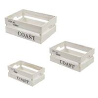 Zestaw drewnianych skrzynek dekoracyjnych skrzynka dekoracyjna drewno biały UC60131