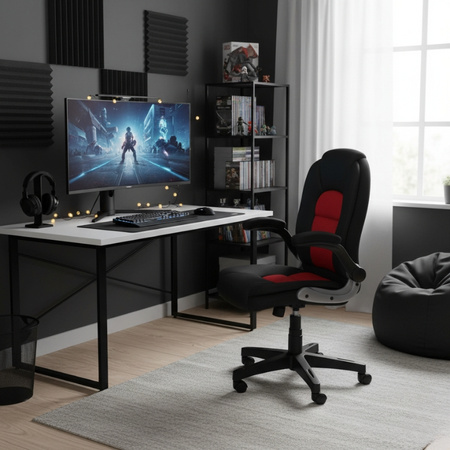 Krzesło gamingowe obrotowe – ergonomiczne krzesło dla gracza z podnoszonymi podłokietnikami, czerwone L204B-R Czarno/Czerwone