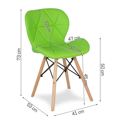 Krzesło na drewnianych nogach tapicerowane z ekoskóry do salonu zielone 024GR-BW