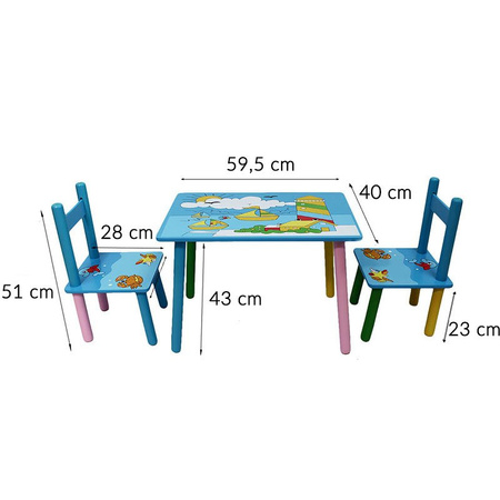 Zestaw dziecięcy dla dziecka stolik i dwa krzesła - No. 98 - nad morzem UC82309