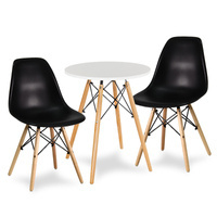 Stół okrągły S350 SEN biały + 2 krzesła czarne 212 zestaw kuchenny skandynawski nowoczesny