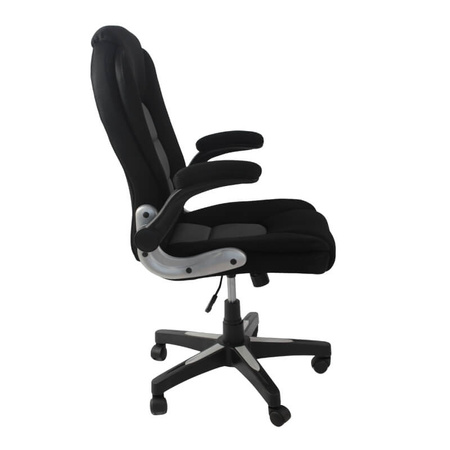 Krzesło biurowe obrotowe HILE L204B-G – ergonomiczne do biurka, czarno-szare siateczkowe z podnoszonymi podłokietnikami