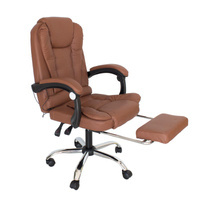 Fotel biurowy z masażem, krzesło biurowe z podnóżkiem LP100BR, brązowy
