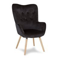 Fotel uszak skandynawski na drewnianych bukowych nogach wypoczynkowy do salonu czarny F907B