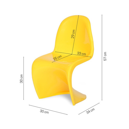 Krzesło dla dzieci w kształcie litery s do pokoju dziecięcego żółte panton 213 DF XF-10
