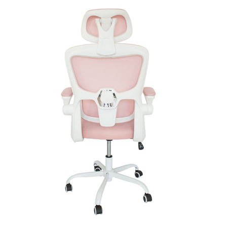 Różowy fotel gamingowy ergonomiczny – obrotowy, oddychający, dla gracza lub graczki L038