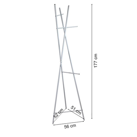 Wieszak stojący na ubrania podłogowy nowoczesny metalowy biały WS101