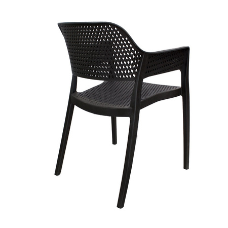 Czarne krzesło ogrodowe HILE 193B – z podłokietnikami, sztaplowane, do ogrodu i restauracji