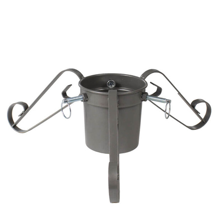 Stojak na choinkę – srebrny metalowy trójnóg z pojemnikiem na wodę, do 2,1 m H6303G