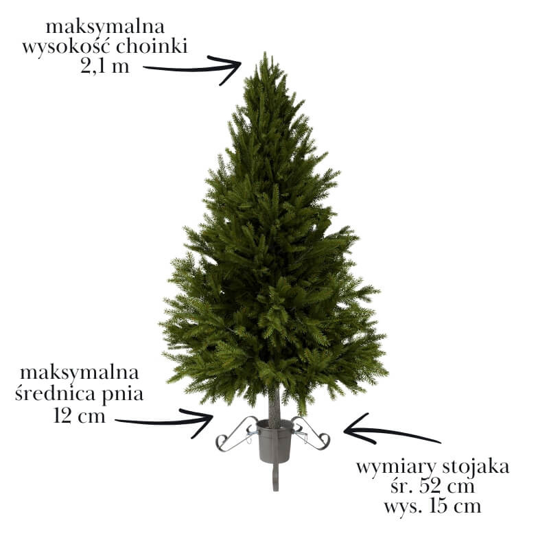Srebrny metalowy stojak pod choinkę z pojemnikiem na wodę