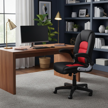 Krzesło gamingowe obrotowe – ergonomiczne krzesło dla gracza z podnoszonymi podłokietnikami, czerwone L204B-R Czarno/Czerwone