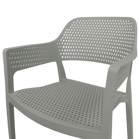 Szare krzesło ogrodowe z podłokietnikami HILE-193G, sztaplowane, do kuchni i restauracji 