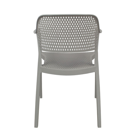 Szare krzesło ogrodowe z podłokietnikami HILE-193G, sztaplowane, do kuchni i restauracji 