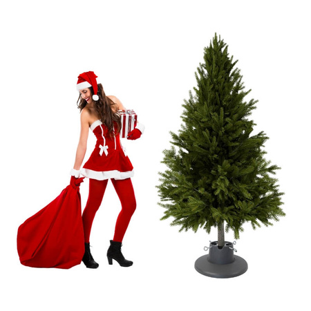 Stojak na choinkę H5110S – srebrno-szary, z pojemnikiem na wodę, dla drzewka do 2,1 m