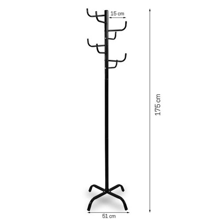 Wieszak stojący na ubrania podłogowy nowoczesny metalowy czarny WS100
