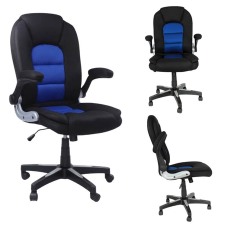 Krzesło do biurka L204B-BL – obrotowe młodzieżowe, czarno-niebieskie, siateczkowe
