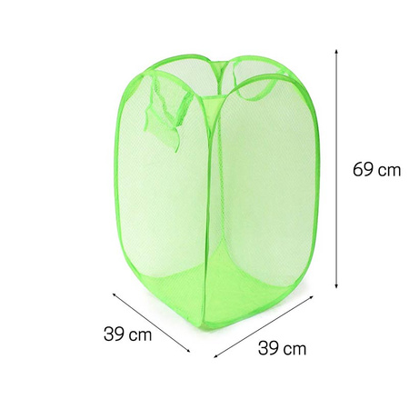 Kosz tekstylny z siatki z rączkami do przechowywania zabawek poliester zielony M-23-06
