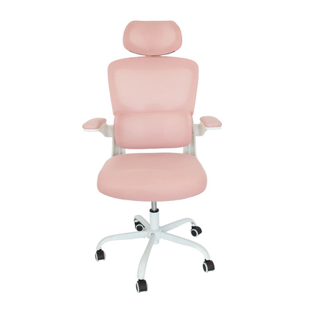 Różowy fotel gamingowy ergonomiczny – obrotowy, oddychający, dla gracza lub graczki L038