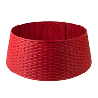 Osłona pod choinkę śr.65cm wys. 23cm koszowa, składana osłona na stojak choinkowy, czerwona H2203-23R