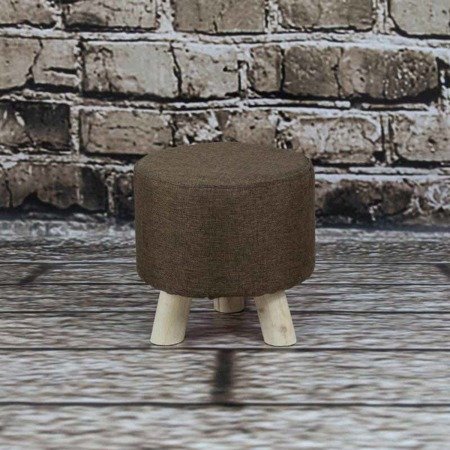  Tapicerowana pufa mała na trzech drewnianych nogach brązowa M-37-03