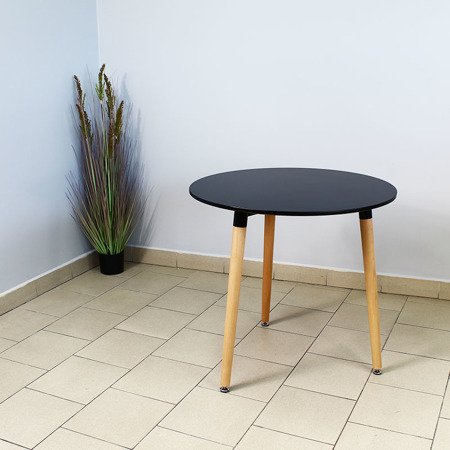 Drewniany stół nowoczesny z czarnym blatem MDF kawowy do salonu 75,5 cm x 80 cm S316