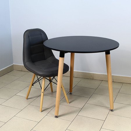 Drewniany stół nowoczesny z czarnym blatem MDF kawowy do salonu 75,5 cm x 80 cm S316