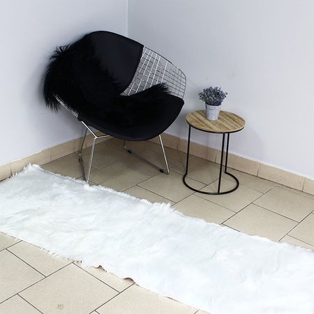 Dywan sztuczna skóra do salonu ekoskóra dywanik do sypialni biały 60x180cm UC19102121W