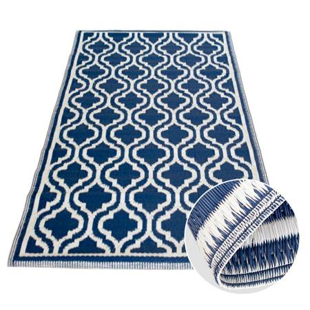 Dywan z tworzywa sztucznego 120cm x 180cm Niebiesko-biały Wzór Maroko
