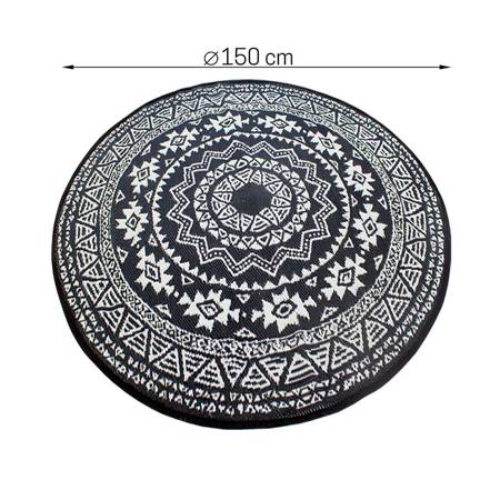 Dywan z tworzywa sztucznego okrągły średnica 150cm Czarno-biały