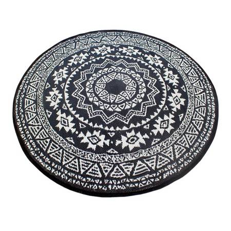 Dywan z tworzywa sztucznego okrągły średnica 150cm Czarno-biały