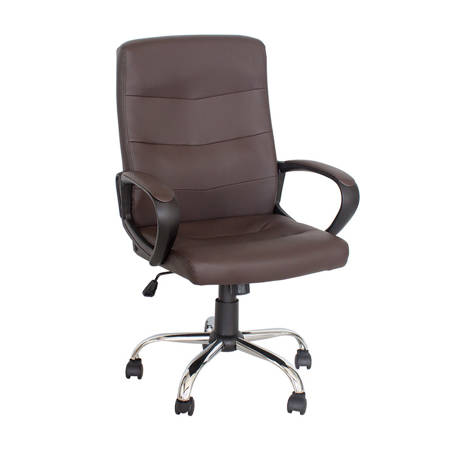 Fotel biurowy krzesło obrotowe, regulowane L211 brązowy ekoskóra 