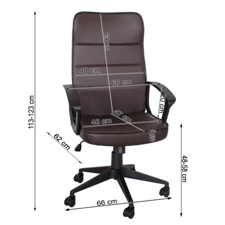 Fotel biurowy krzesło obrotowe, regulowane L228 brązowy ekoskóra 