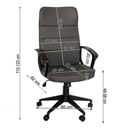 Fotel biurowy krzesło obrotowe, regulowane L228 szary ekoskóra 