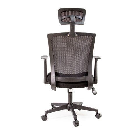 Fotel biurowy obrotowy z regulowanym oparciem i zagłówkiem do biura L201-16 czarny