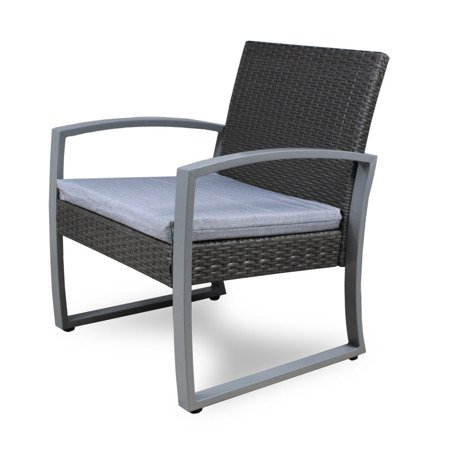 Fotel krzesło ogrodowe fotel ratanowy do ogrodu z poduszką szary 005FO-G