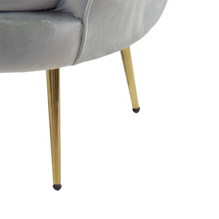 Fotel muszelka szary z weluru PRL na metalowych złotych nogach F101