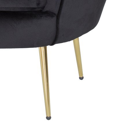 Fotel muszla welur tapicerowany na metalowych złotych nogach F101 czarny