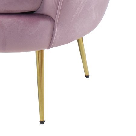 Fotel muszla welur tapicerowany na metalowych złotych nogach F101 różowy
